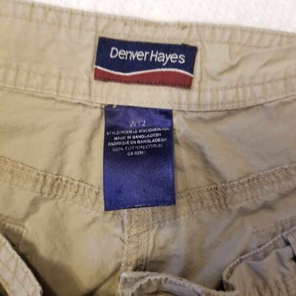 Denver Hayes Hiking Shorts W12 100% Cotton Beige Large Khaki Cargo Short Vintage - Picture 2 of 9